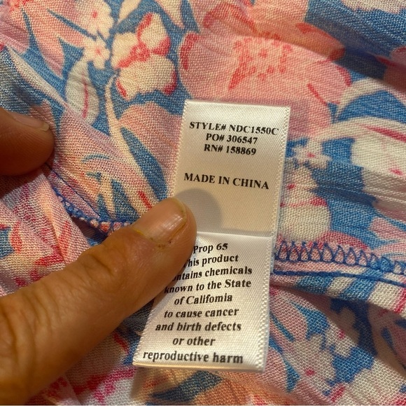 NWT Promesa Size S Blue and Pink Smock Top Floral Slit Front Maxi Dress - Picture 8 of 8